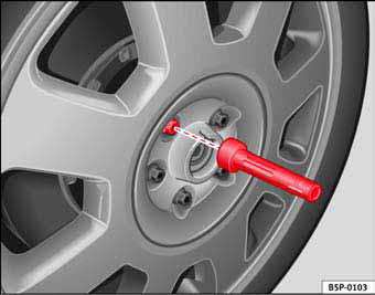 Fig. 151 Cambio de rueda: Útil de hexágono interior para girar los tornillos