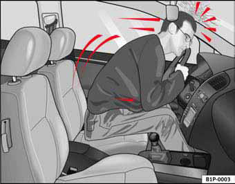 Fig. 8 El conductor que no lleve puesto el cinturón de seguridad se verá lanzado