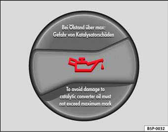 Fig. 138 Tapón de la boca de llenado de aceite del motor en el vano motor