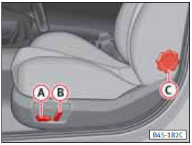 Con los mandos A y B se ajustan los asientos de forma eléctrica.