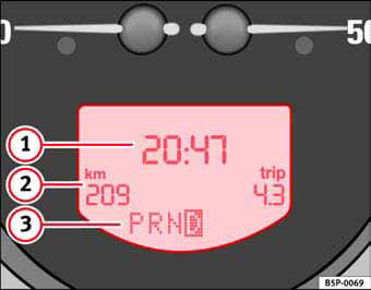 Fig. 35 Detalle del cuadro de instrumentos: pantalla con diferentes indicadores