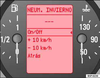 Fig. 45 Pantalla digital del cuadro de instrumentos: indicador de neumáticos