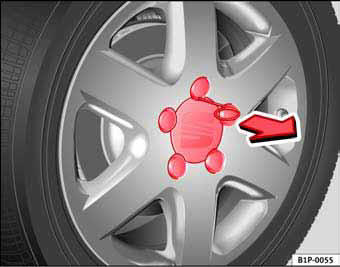 Fig. 147 Cambio de rueda: Retirar el embellecedor de la rueda